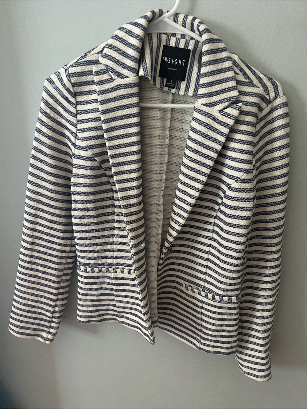 INSIGHT Navy and Cream Striped Tailored Blazer